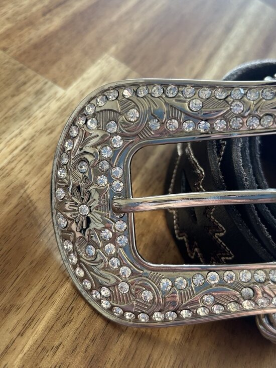 Nocona Leather Belt Women’s XL Concho Rhinestone Rodeo Cowgirl Western Boho - Picture 2 of 16